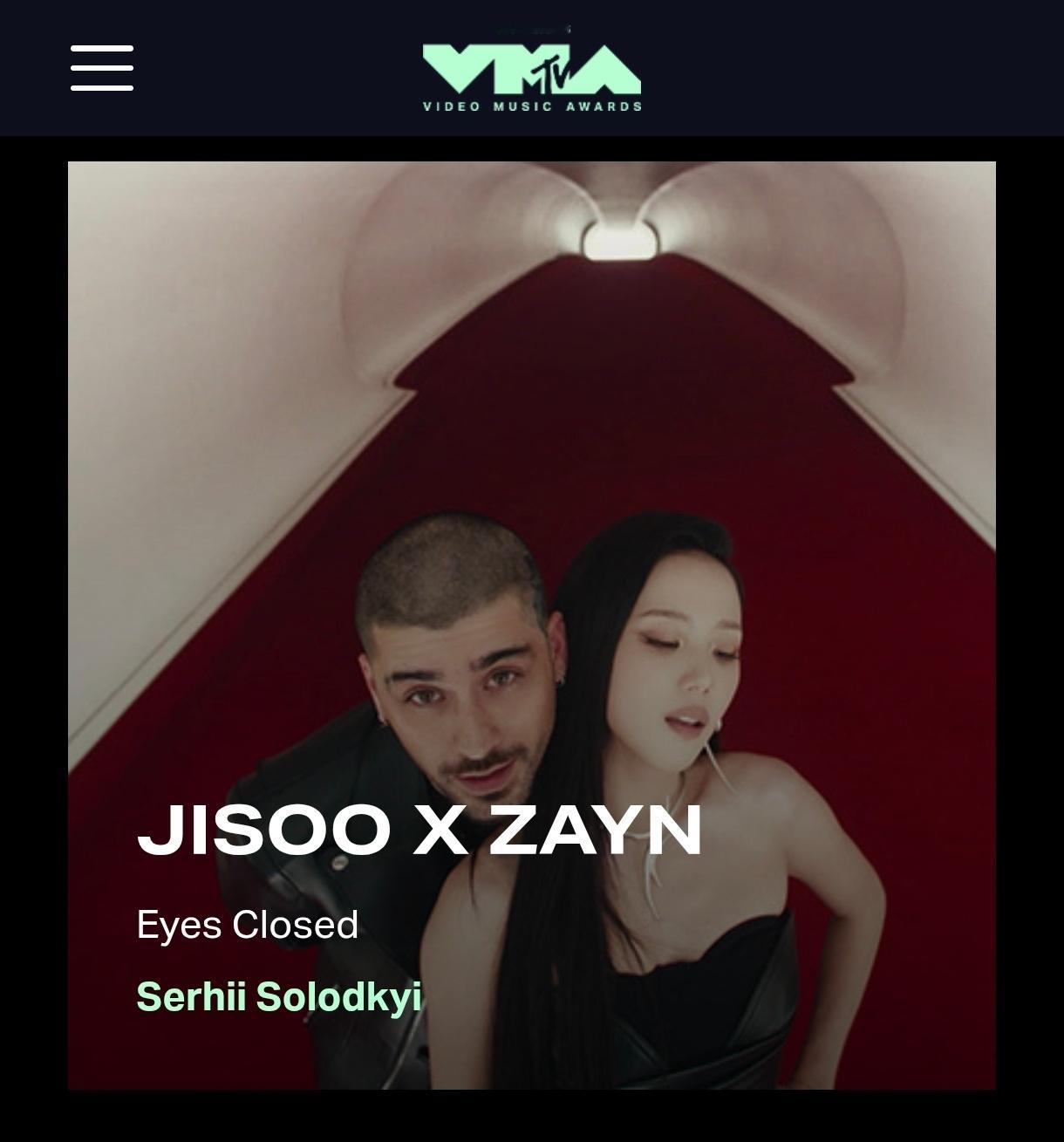 恭喜Jisoo & Zayn - 《Eyes Closed》在2026年MTV 
