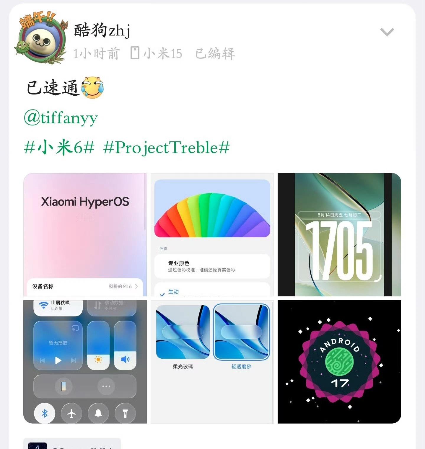 小米的粉丝果然是最懂技术的居然还有人给小米 6 都安装上了澎湃 OS4 
