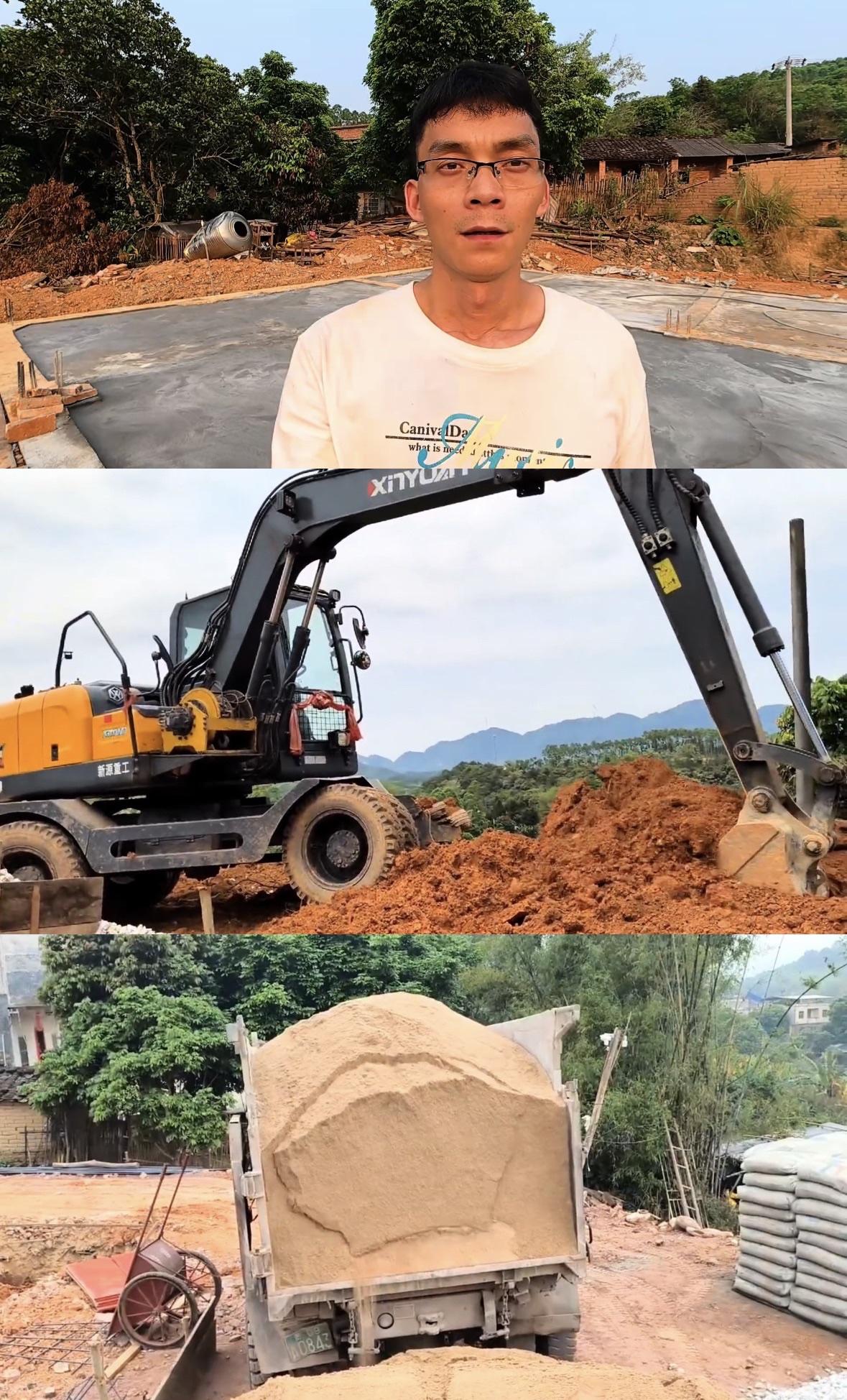 昨天唐尚珺汇报老家建房进度，地基已打好并做了硬化。

唐尚珺手持建房许可证说在农