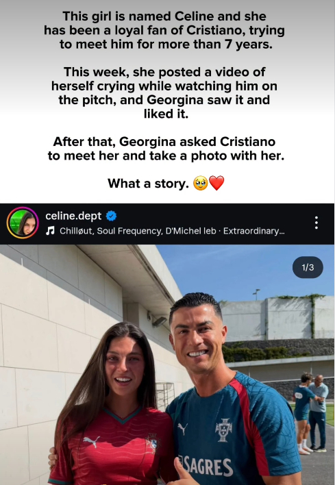 乔治娜主动促成美女网红和C罗见面这个女孩名叫赛琳娜，她是 C 罗的忠实粉丝，7 