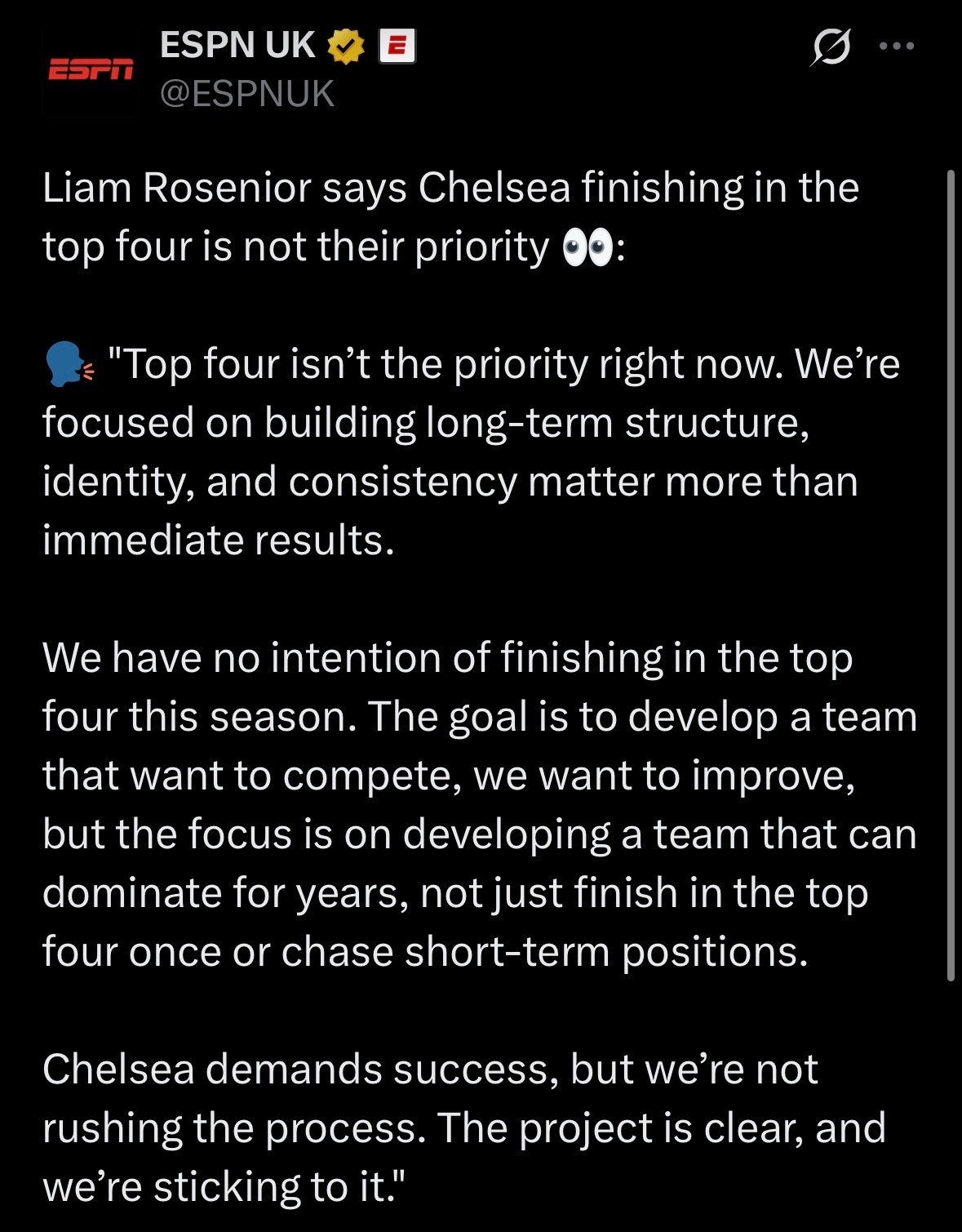 如果Rosenior真的这么说，明早就会有新闻出来hhhhESPN没有道歉，只是