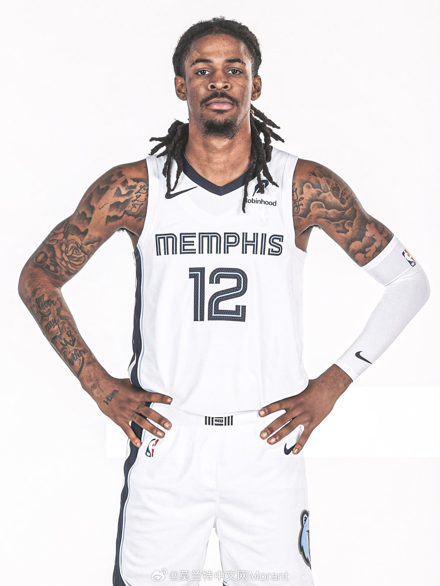 莫兰特主场白色球衣高清定妆照来啦！莫兰特孟菲斯灰熊nba媒体日 ​​​