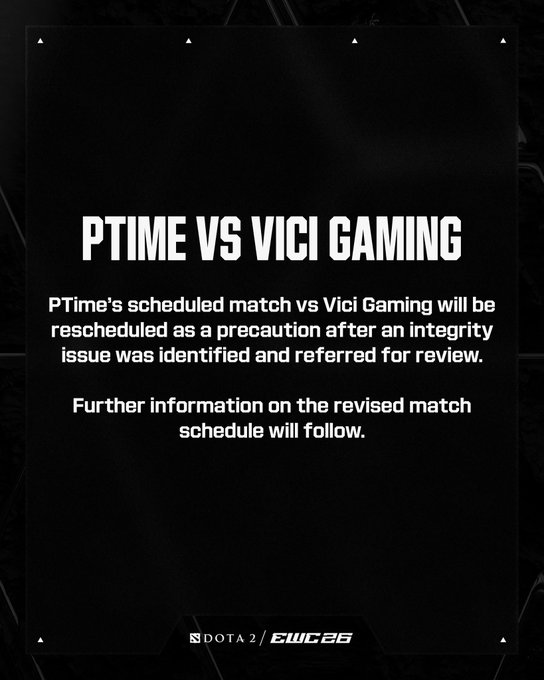 EWC官宣：VG和PTime的比赛因诚信问题推迟