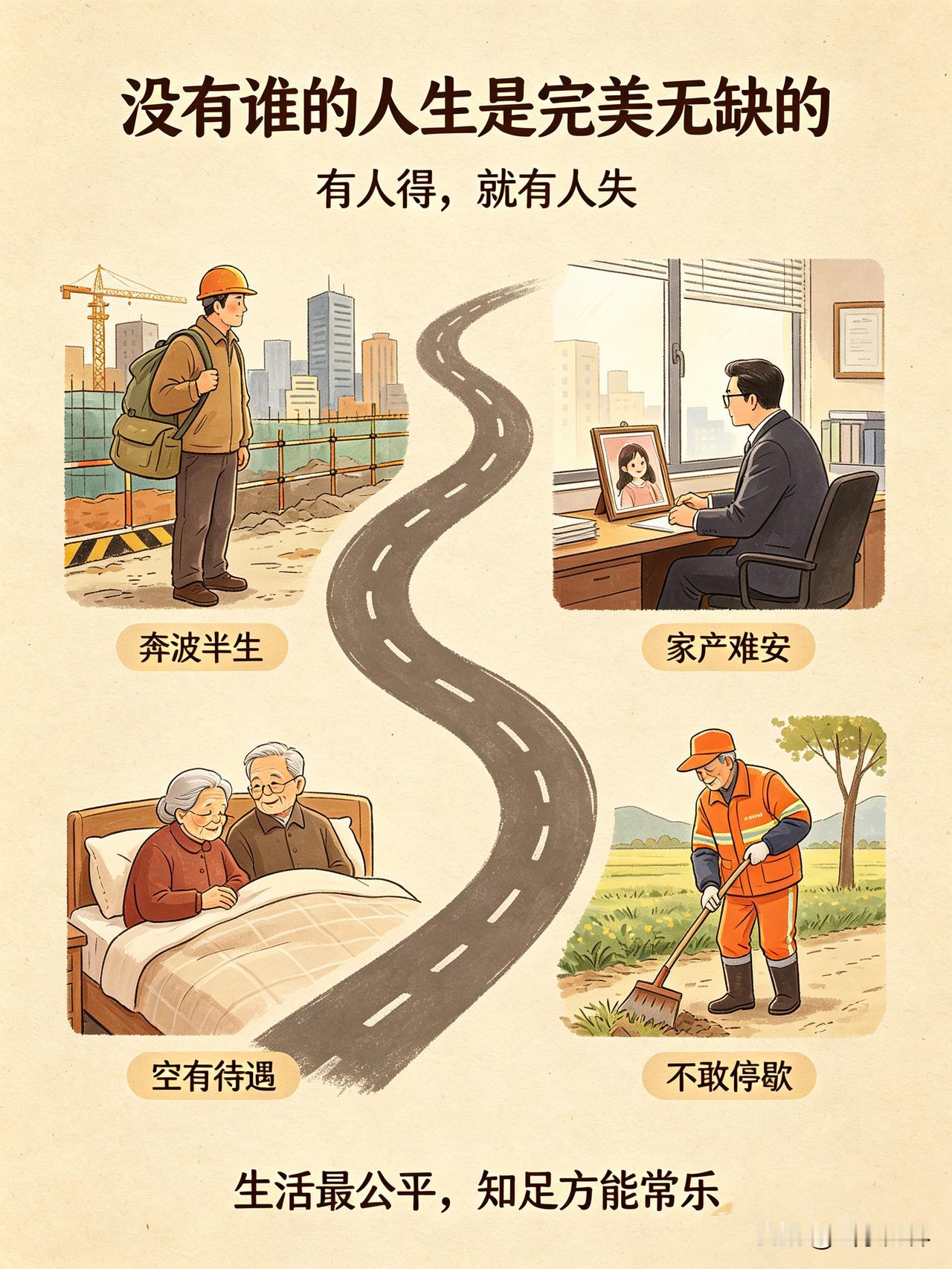 人活一世，没有谁的人生是完美无缺的。生活最公平，有人得、就有人失，四种现实人生，