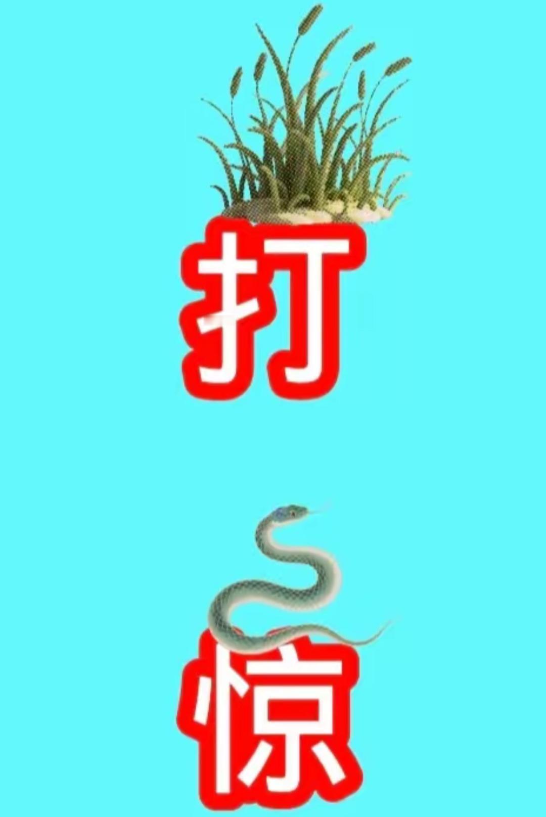 草丛里突然冒出一条蛇，吓我一跳！看图猜词语，开心快乐，这个组合非常搞笑，词语非常