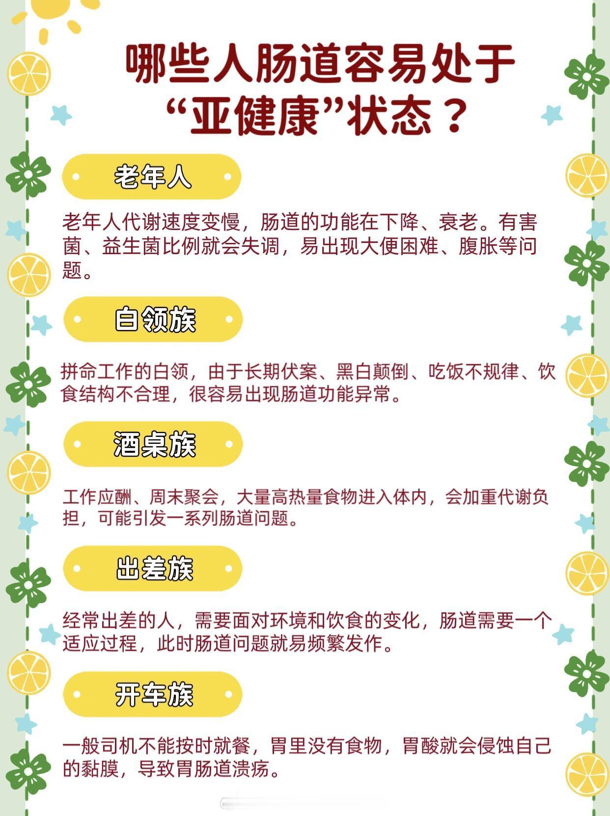 【肠道亚健康】哪些人群需警惕肠道健康🚨小伙伴们，肠道健康对我们整体的健康有着深