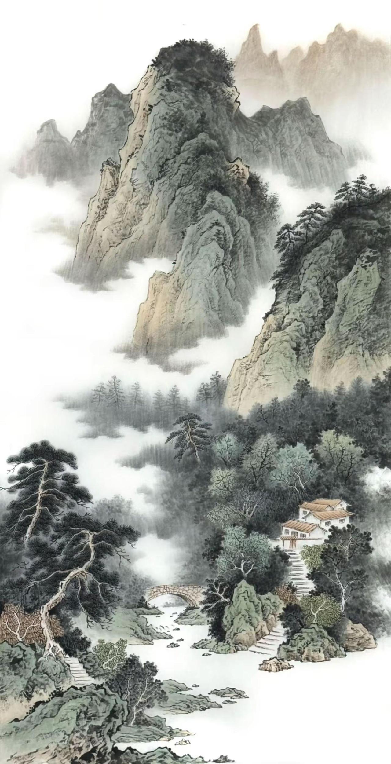 吉祥人家。水墨山水创作者中心 创作灵感 山水写意 国画专业