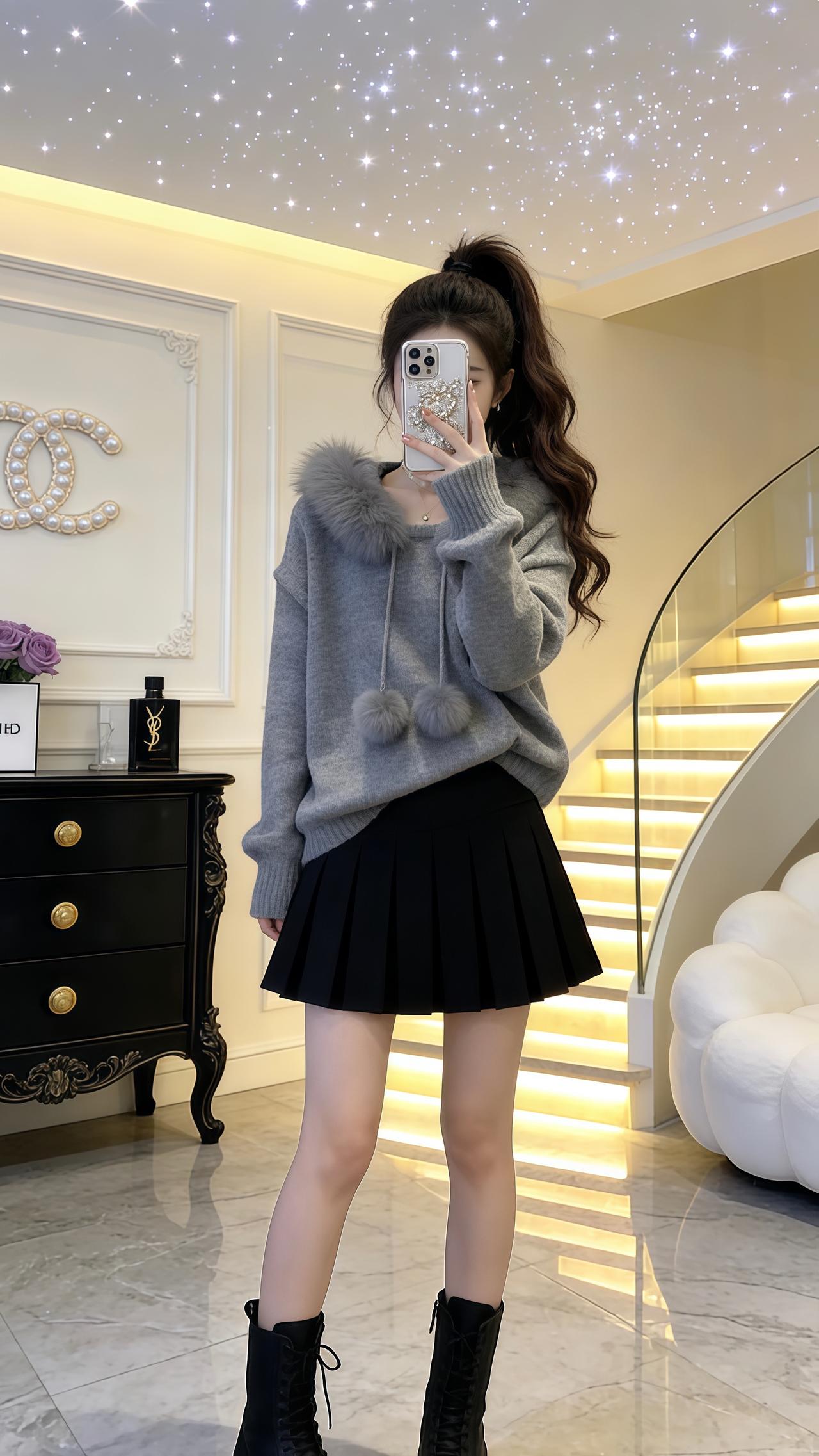 宽松毛衣外套洋气上档次