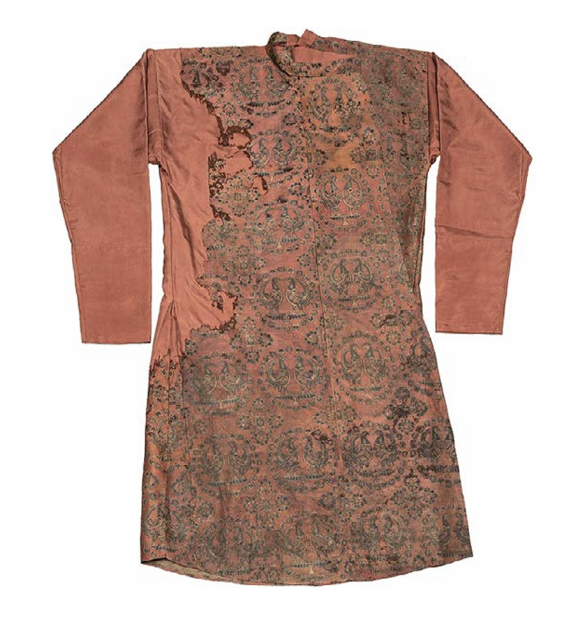古董商Christian Deyd经手的13世纪西域至中亚地区的对鸟纹锦袍 