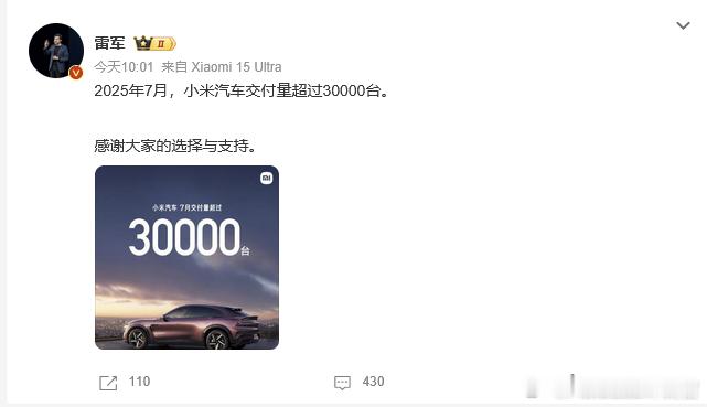 小米已经迈入“月销3万俱乐部”了，这是很多新势力年初梦寐以求的目标，感觉被小米略