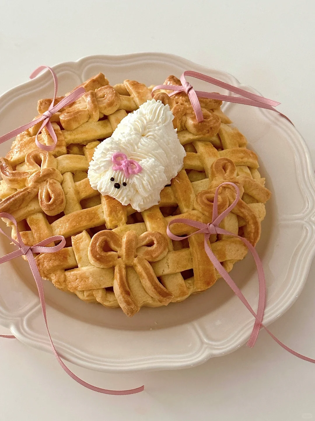 少女心奶油小狗蝴蝶结🎀苹果派 | 附教程