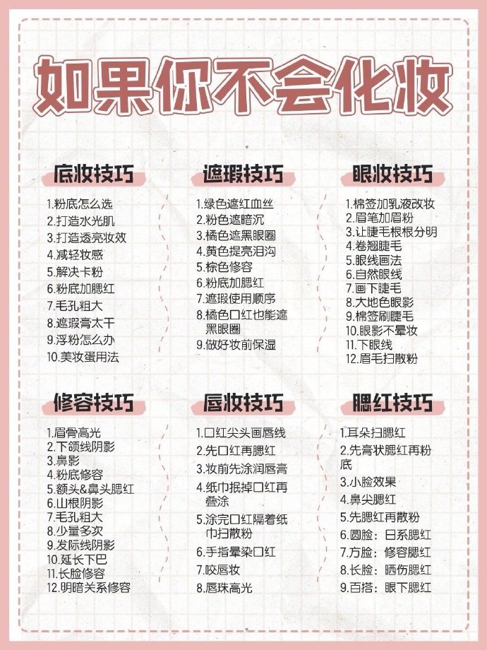 化妆新手请查收！详细化妆公式~ 