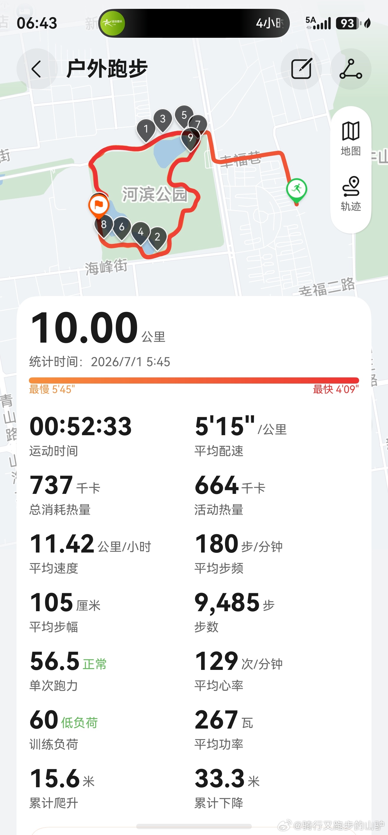 跑步晨跑打卡7月第一天 跑步即刻开跑华为智能专业跑表带爸妈运动一年减了84斤