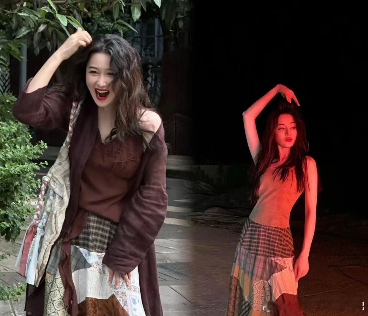 #迪丽热巴张馨予同款复古印花裙#巴巴和馨予都好美[哇]！祝友谊久久～#迪丽热巴张