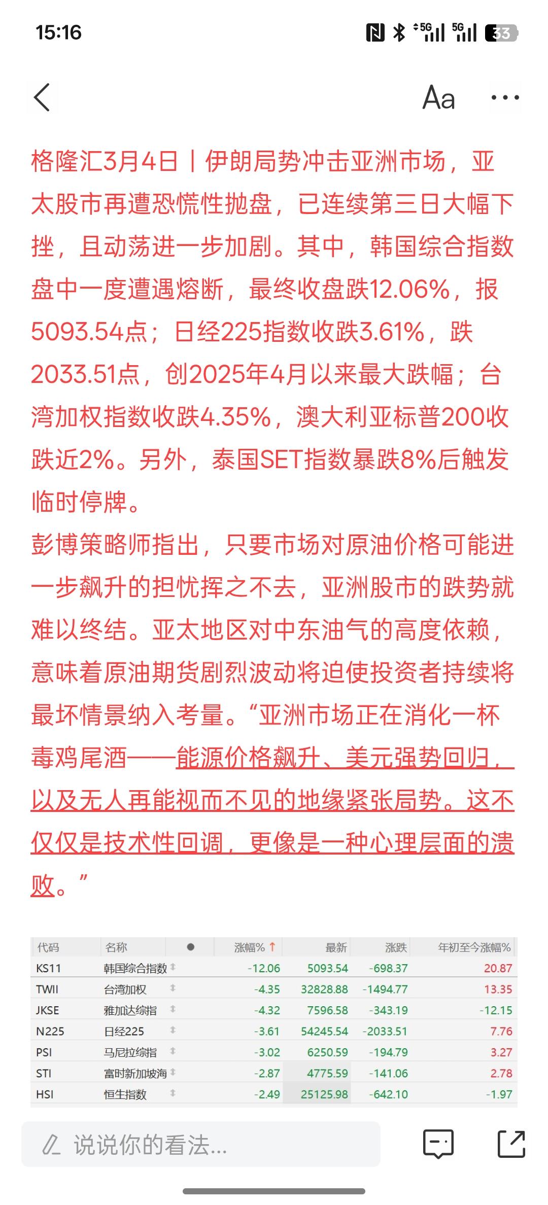 韩国股市今天的天塌了，韩国，拟100万亿韩元救市！有点迫不及待要救股市的！
恐慌