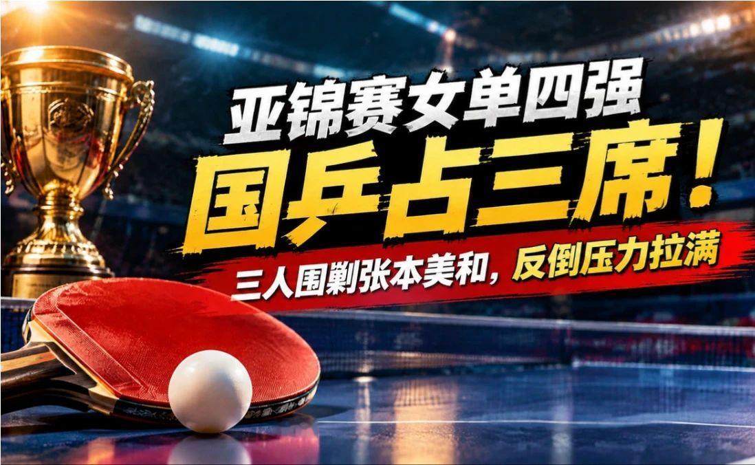 亚锦赛女单四强国乒占三席！三人围剿张本美和，反倒压力拉满