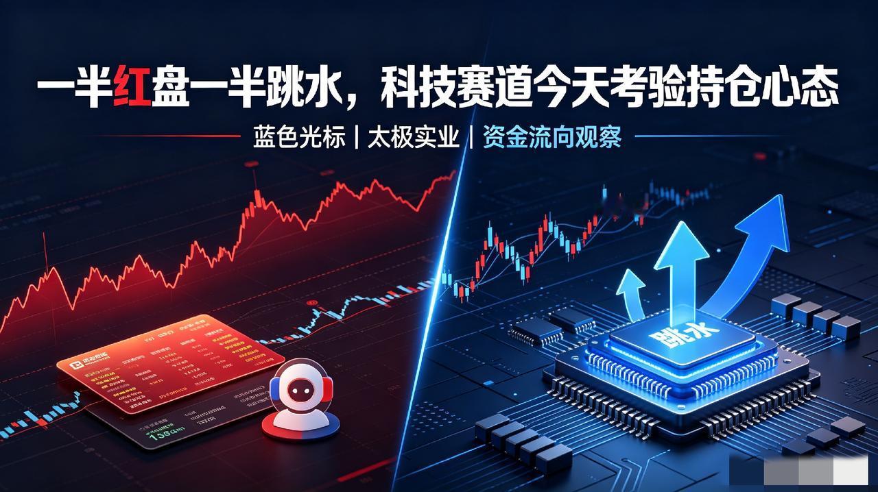 【一半红盘一半跳水】科技赛道今天考验持仓心态——周五涨停的蓝色光标 / 太极实业