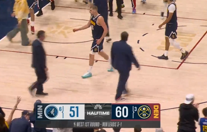 掘金半场就领先森林狼9分我感觉很不妙 进攻方面也不及格下半场要是一点不注意 就就