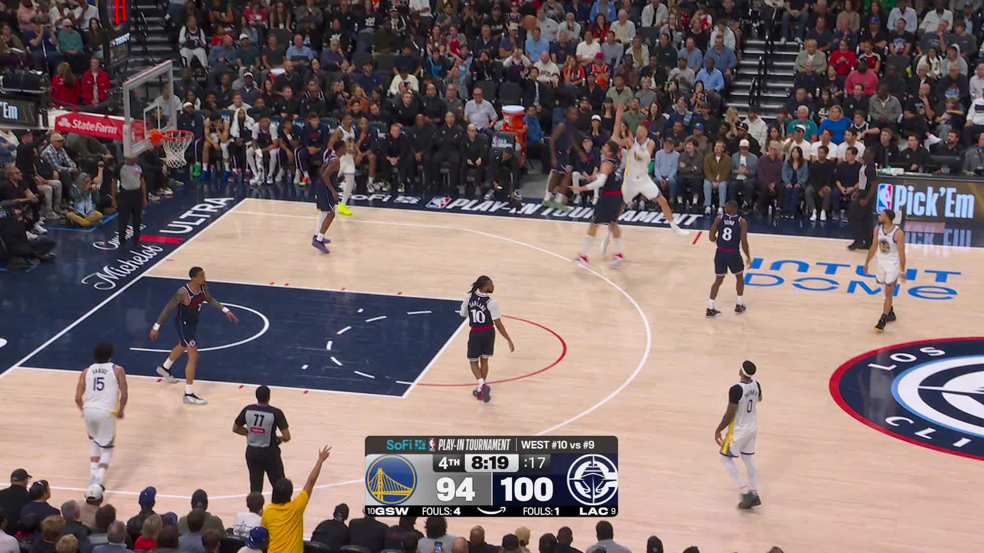 波神！！波尔津吉斯连得6分，缩小分差🔥勇士97:100快船。勇士vs快船