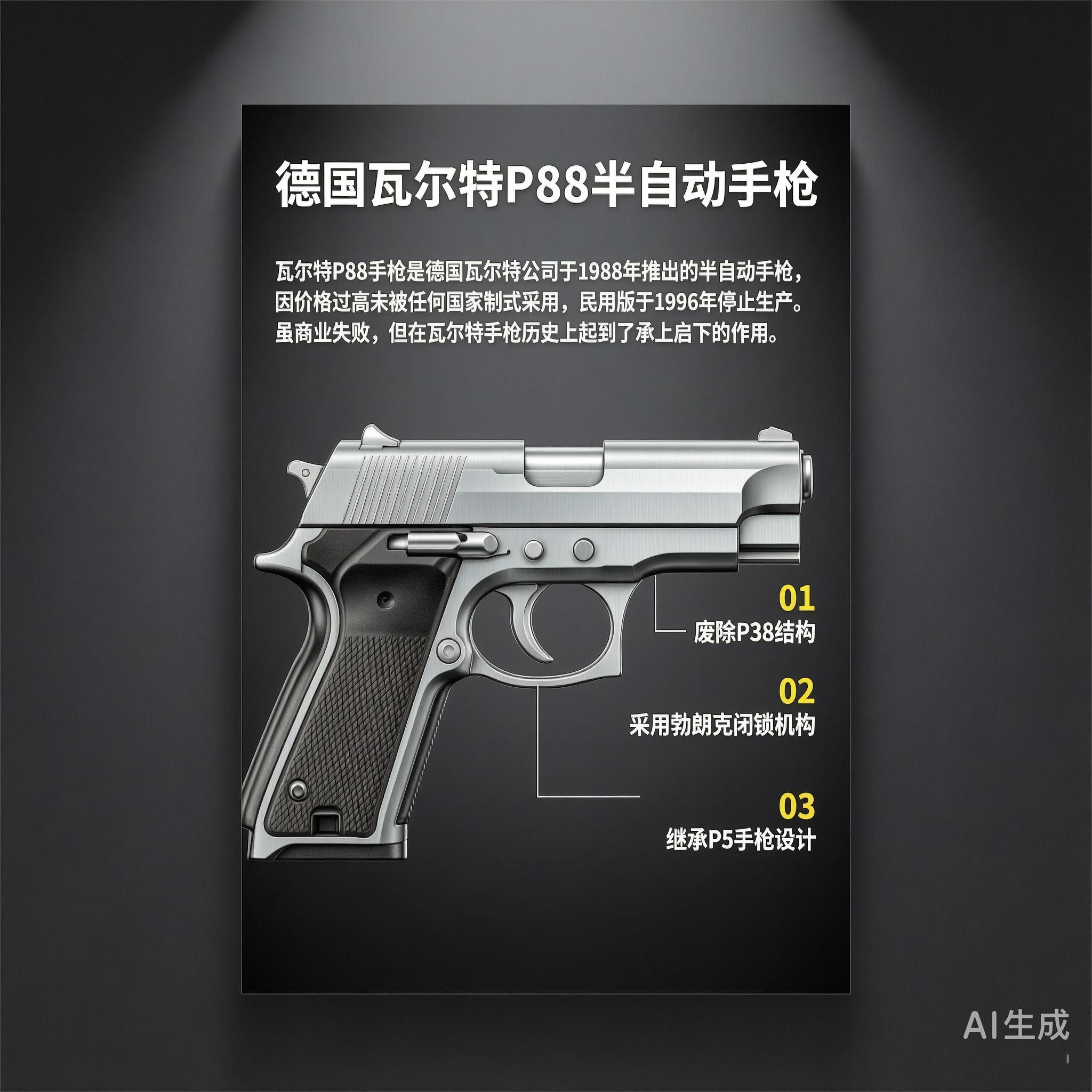 军事ai新视野  德国瓦尔特P88手枪瓦尔特P88手枪是德国瓦尔特公司于1988