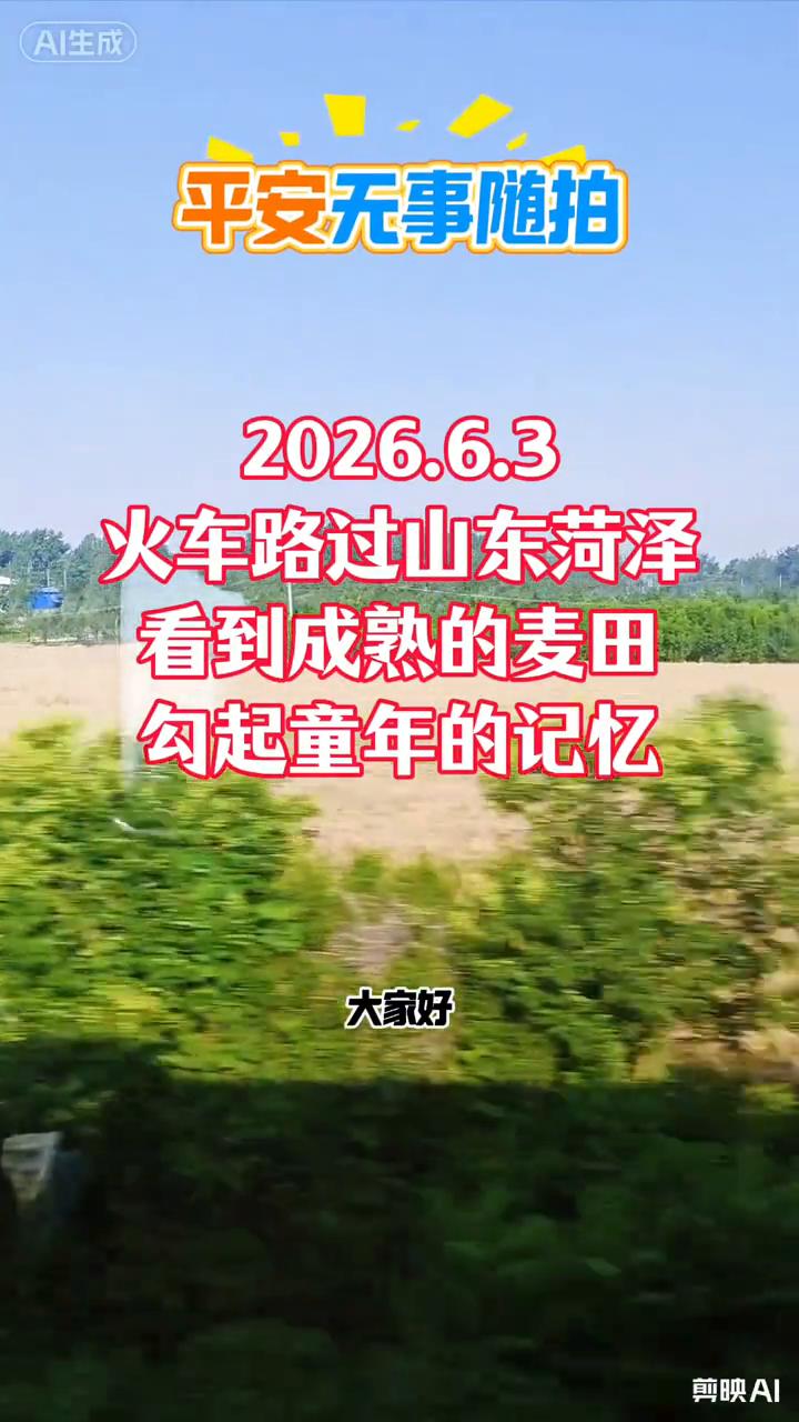 平安无事随拍：2026.6.3火车路过山东菏泽，看到成熟的麦田勾起童年的记忆。