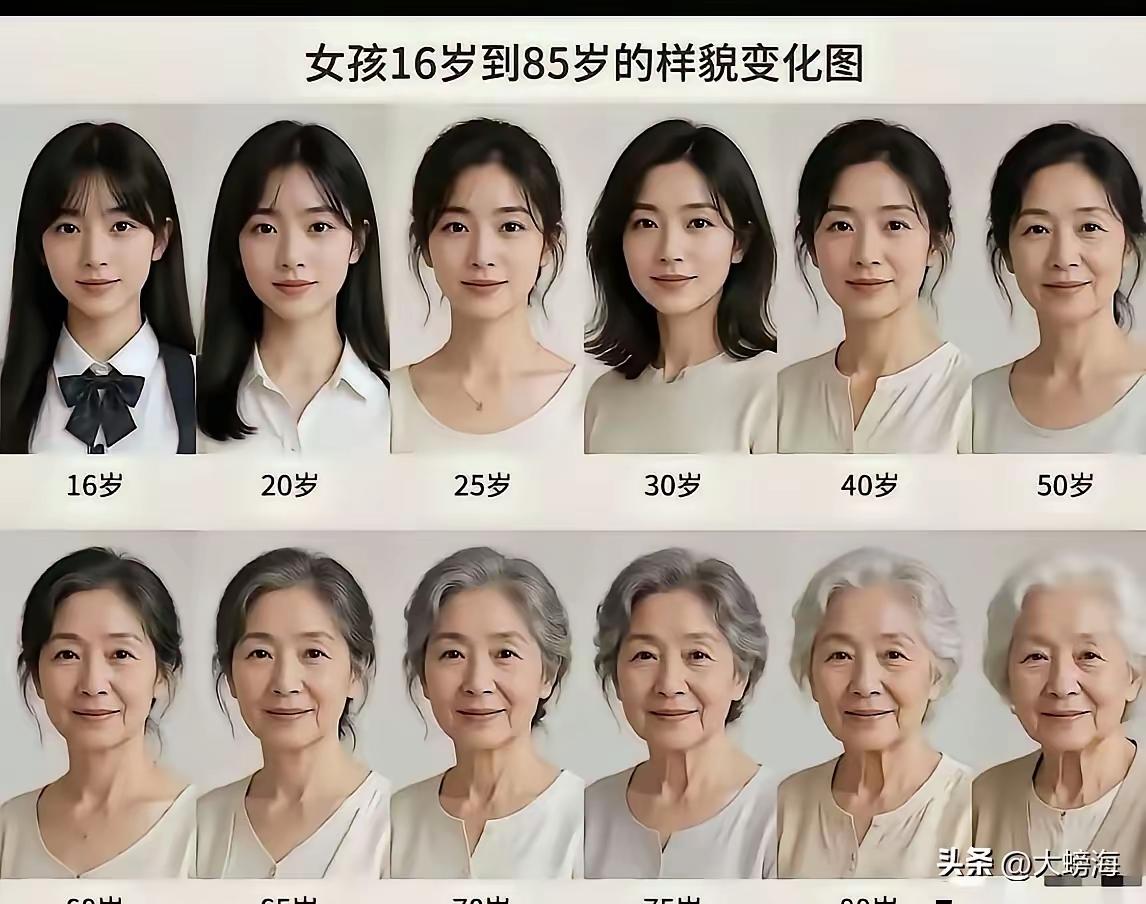 年少到年老，
娇容没处找。
纵然八旬过，
气质依然好。