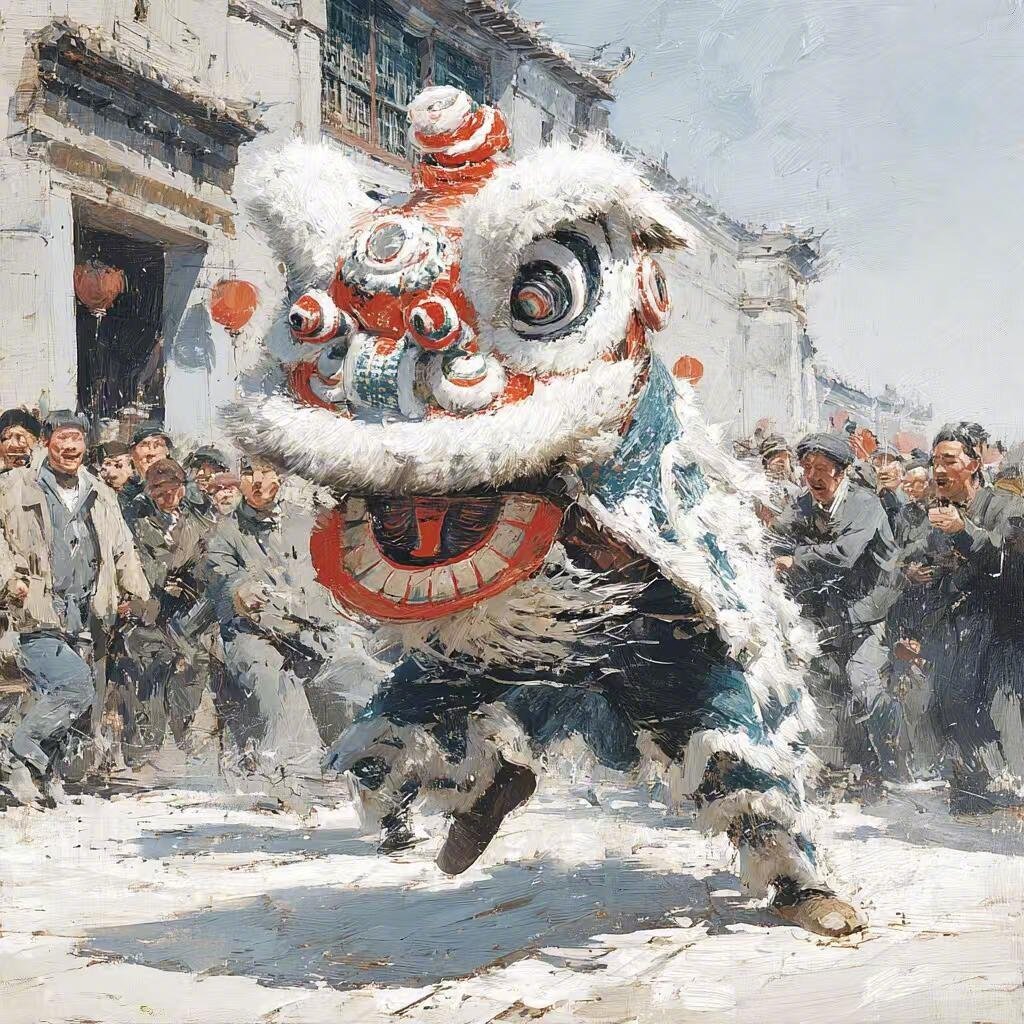 老街小巷复喧嚣，瑞狮闹巷增新貌。 