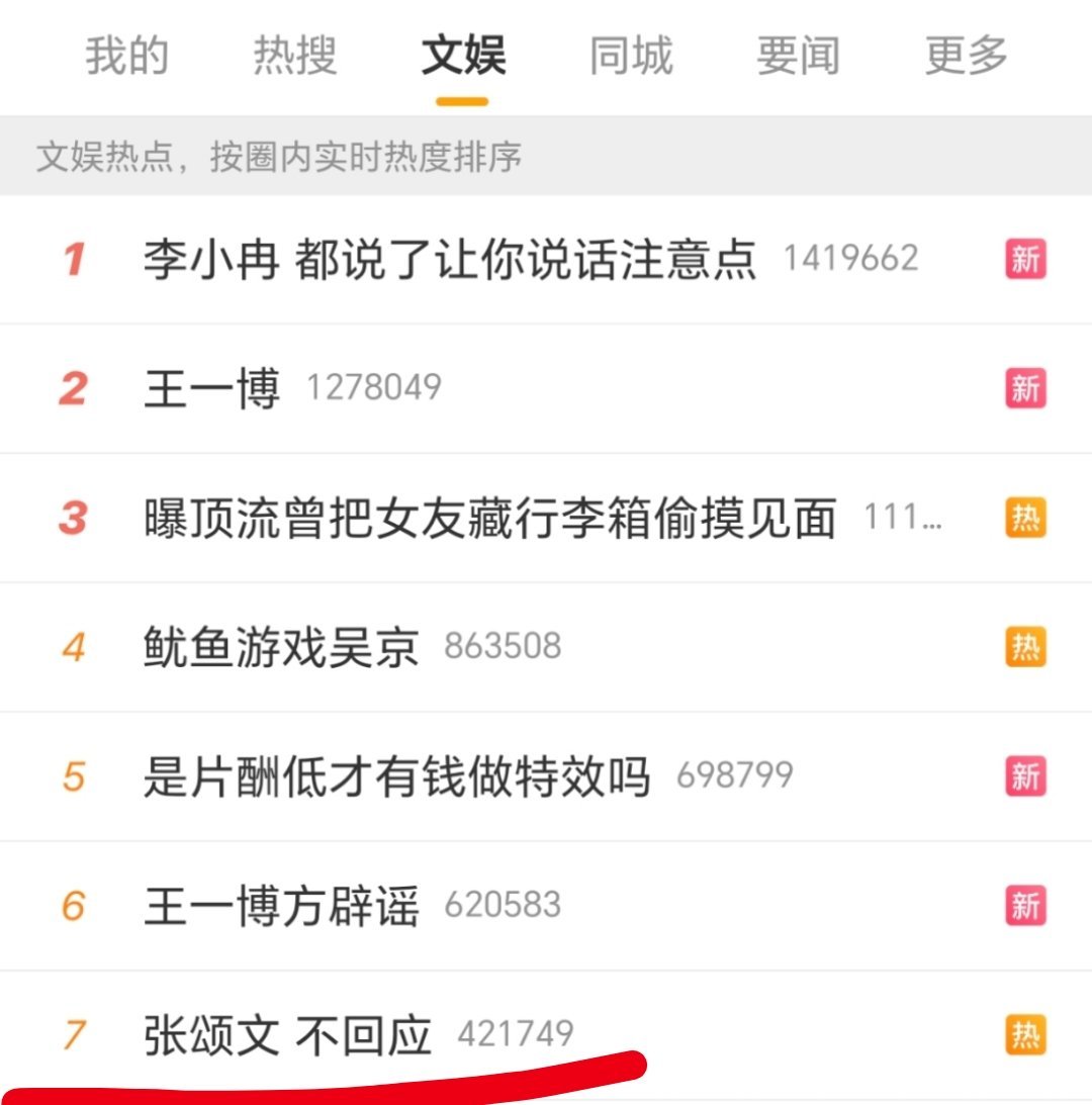 爬上来就是为了看一眼们颂文叔回应了没，结果发现渣浪已经把热搜挂上了，当内娱活人也