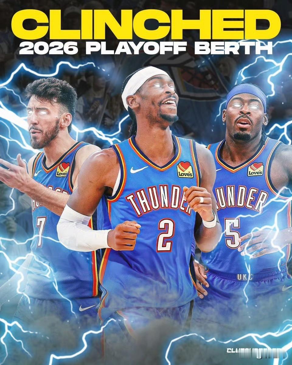 雷霆113-108战胜魔术，雷霆成为第一支锁定季后赛的球队！ 
亚历山大40分5