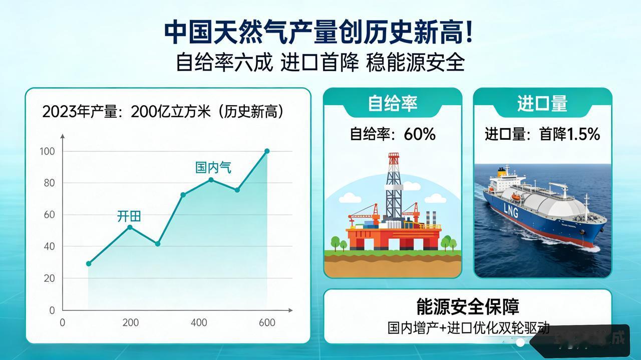 中国天然气产量创历史新高！自给率六成进口首降稳能源安全
 
能源安全战略驱动下，