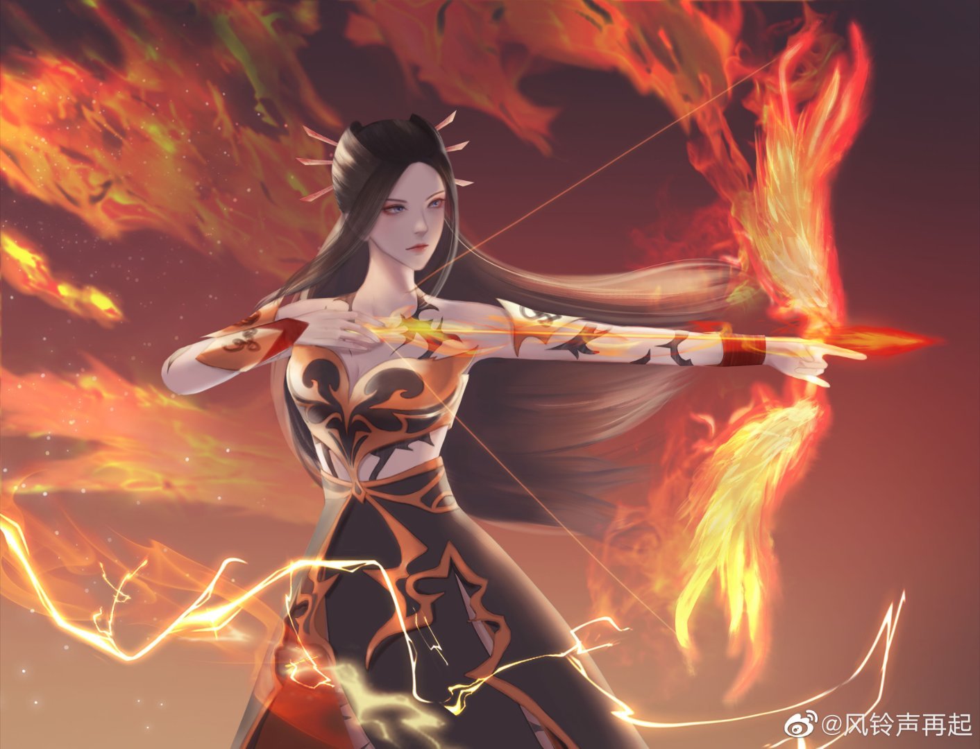 焰灵姬1124生日快乐 天行九歌焰灵姬朱雀焰灵姬 烈焰开弓撼远空，清辉挽矢对西风