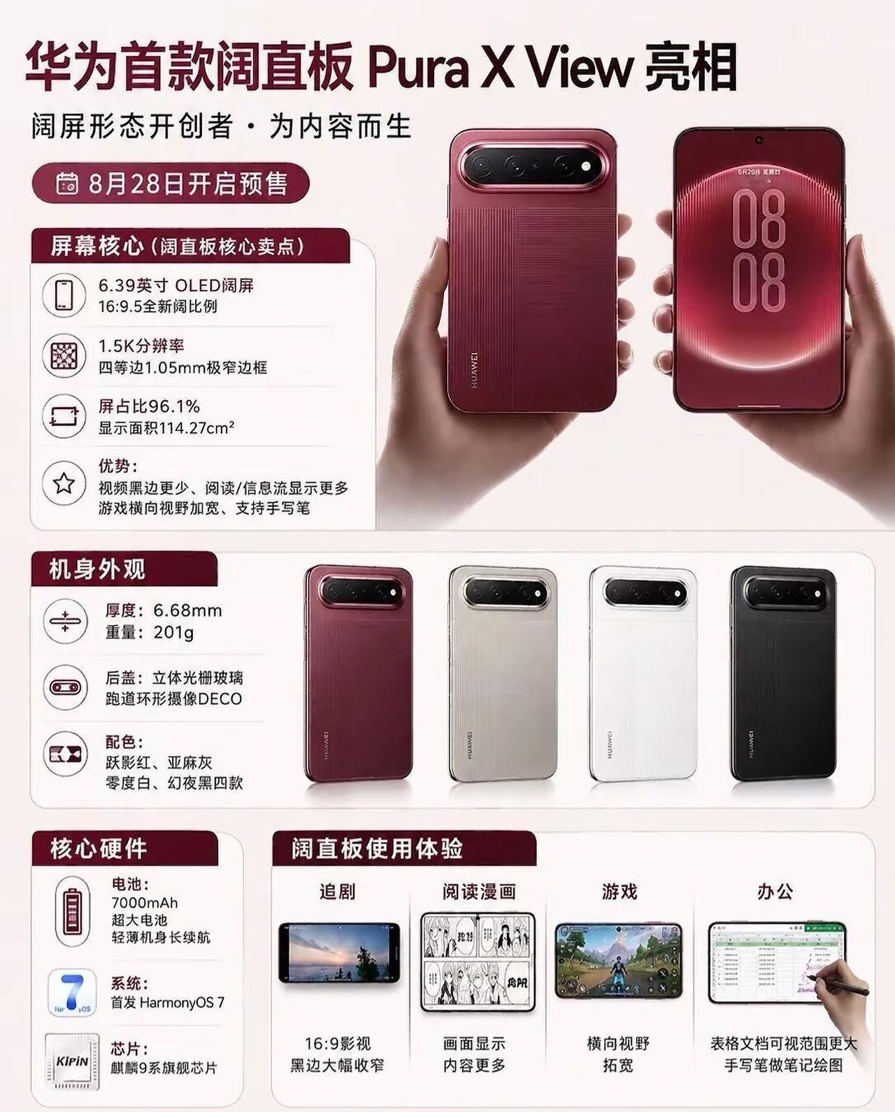 华为首款阔直板Pura X View正式登场，屏幕形态迎来变革

华为全新阔直板