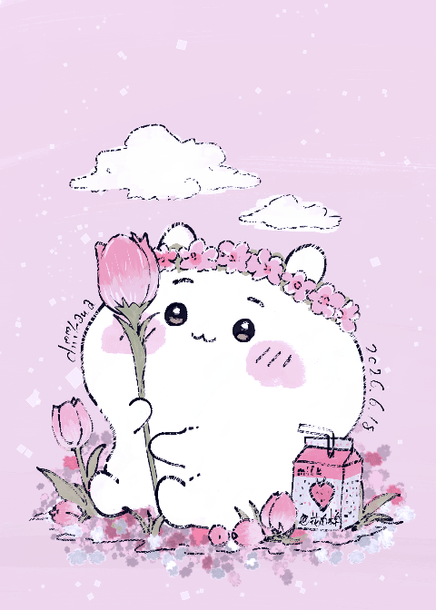 吉伊卡哇灵感共创夏日企画 今天看见郁金香了🌷，那就给吉伊安排上吧！粉色郁金香的