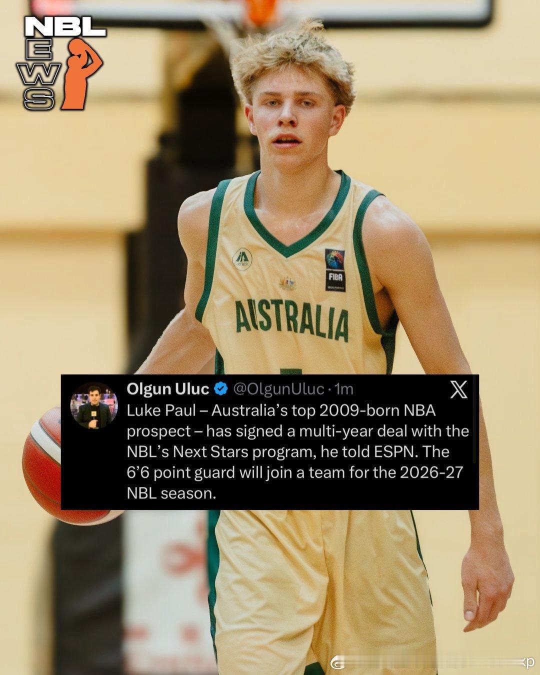 亚青赛MVP澳大利亚新生代代表人物Luke Paul(2009-198cm-PG