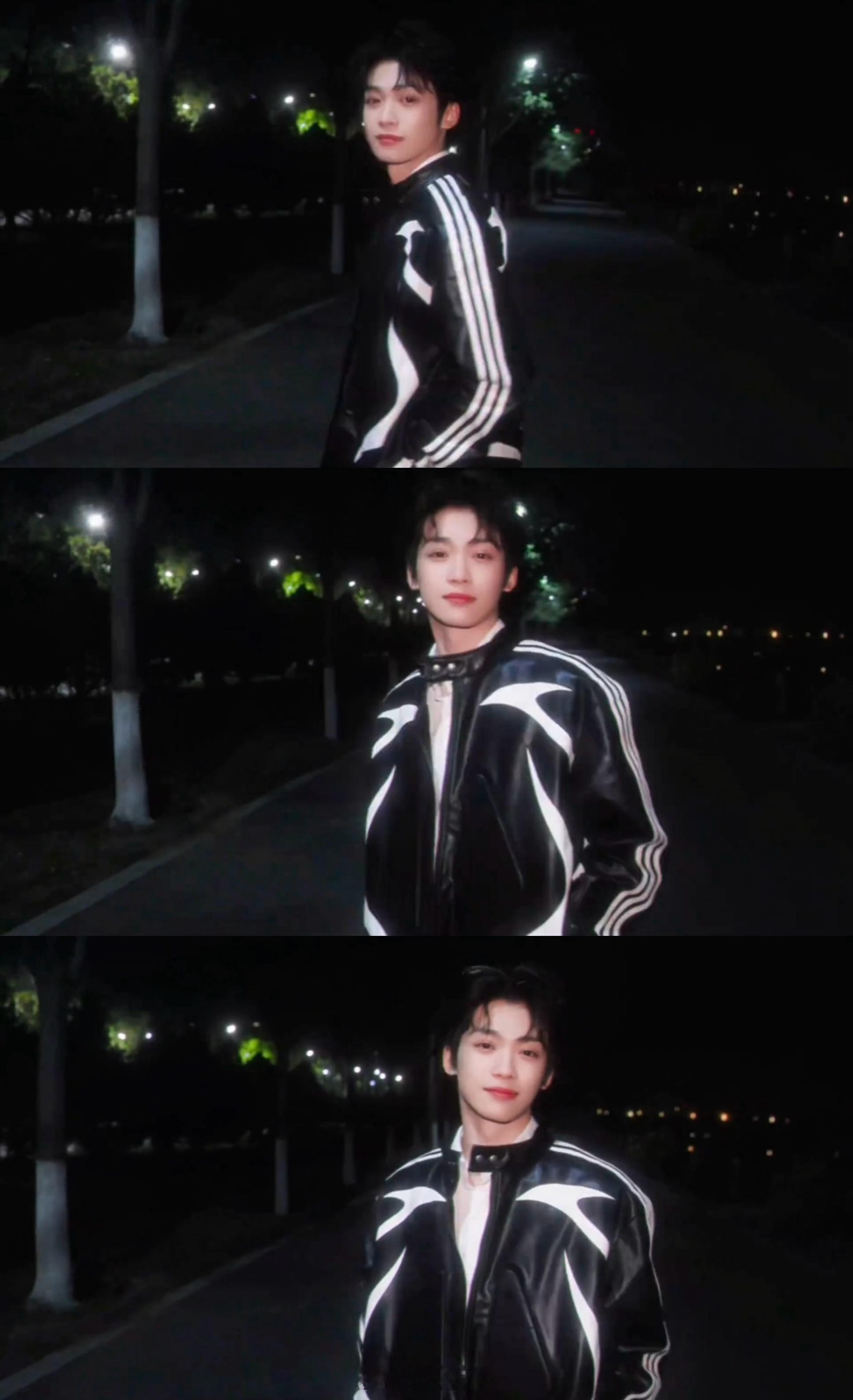 梓渝黑色皮衣look真的是酷boy！好会媚粉，笑起来怎么可以如此明媚又阳光啊！请