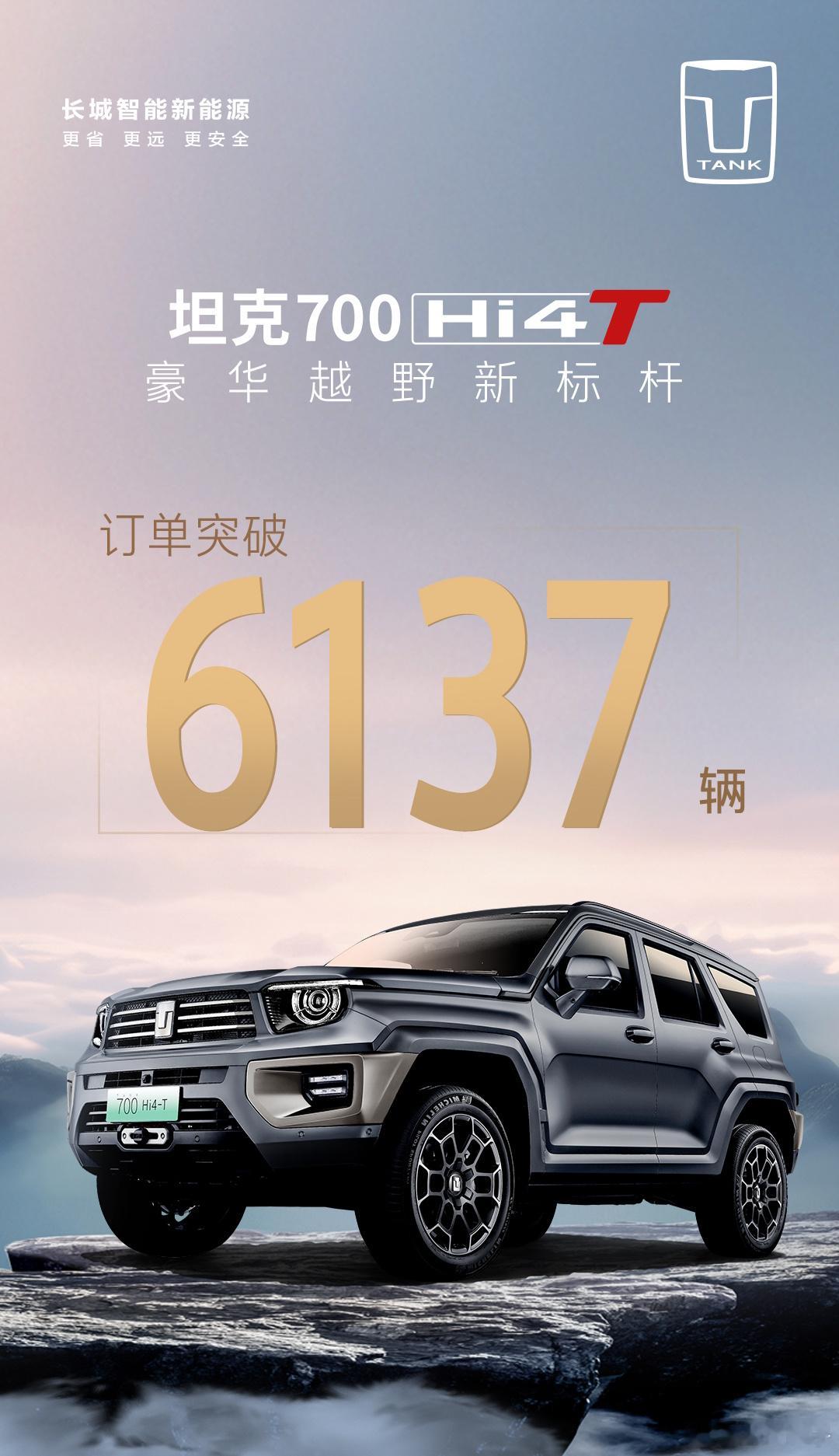 坦克700刚上市一天订单量就已经突破6000台，作为售价40W-70W的中大型越
