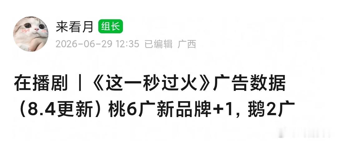 这一秒过火 最新🥝6广，🐧2广，新品牌+1🎉 