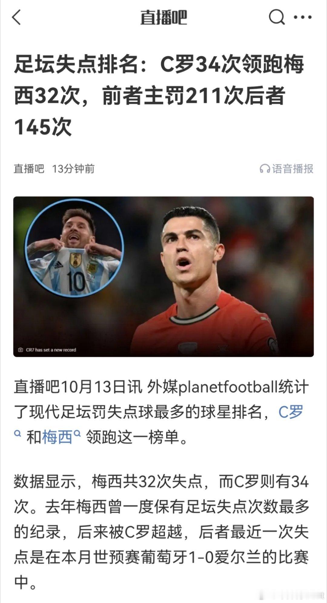 C罗[超话] 妹啥问题罚得最多，而且命中率最高。只有一个人命中率没上 80%[笑