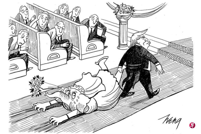 特朗普回潮，全球惊悚？！新加坡联合早报今日漫画，有一个成语如何表达？

（漫画作