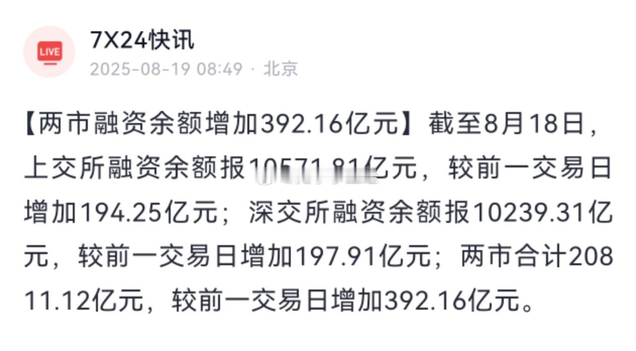 两市融资余额增加392.16亿元与其说是新股民跑步入场，不如说是老股民疯狂杠杆…