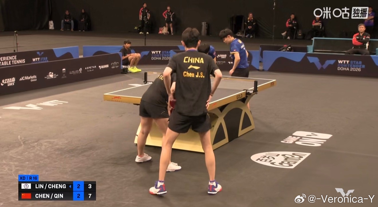 2026wtt多哈球星赛混合双打16-8陈俊菘/覃予萱3-2林昀儒/郑怡静（11