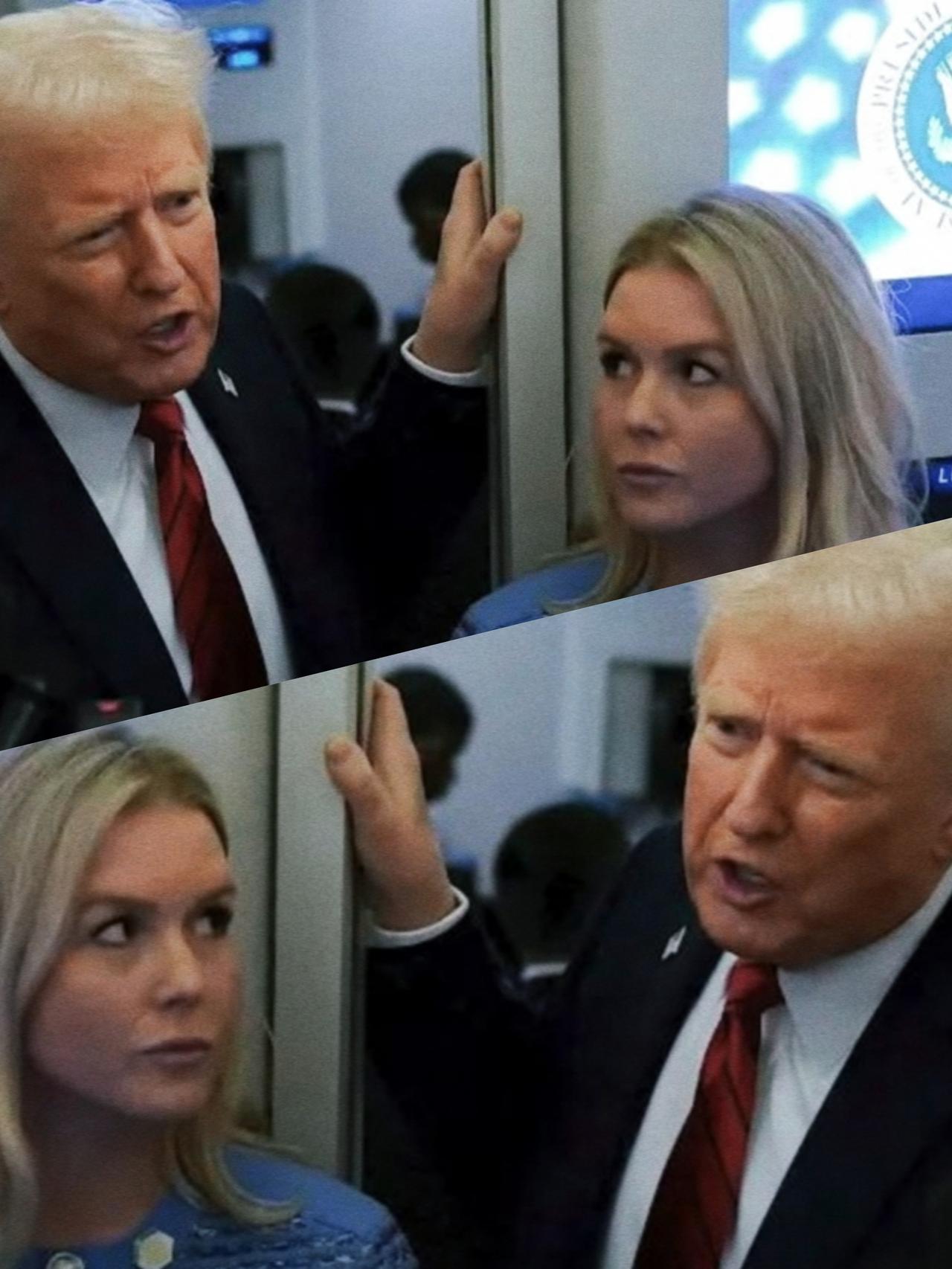 卡罗琳斜视的眼神看向特朗普是什么意思呢？
卡罗琳一脸严肃的表情，是不是又听到特朗