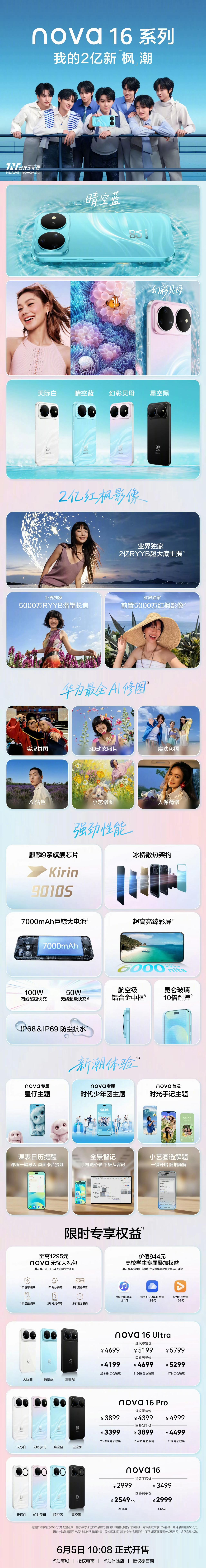 这次华为nova16系列确实很给力：

1、全系9010S处理器，华为nova系