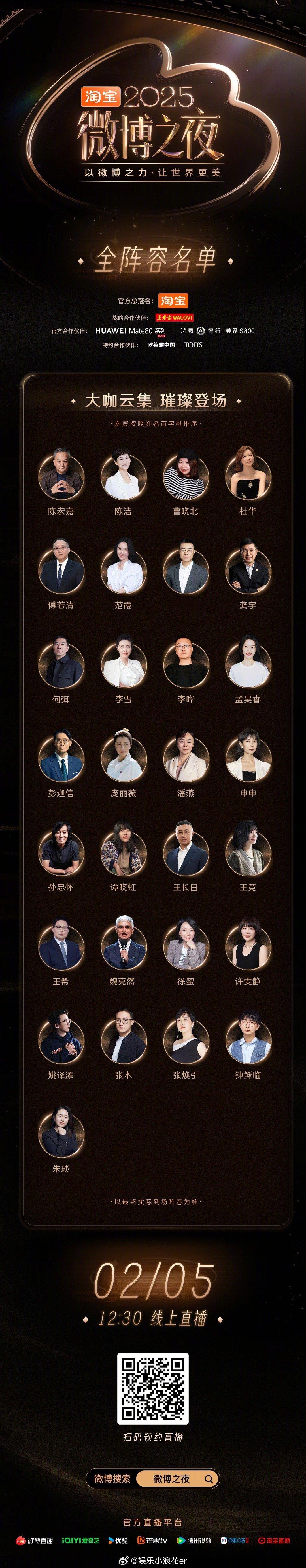 2025微博之夜全阵容名单 重磅揭晓 ！群星闪耀云集、体坛、电竞、社会热点人物悉