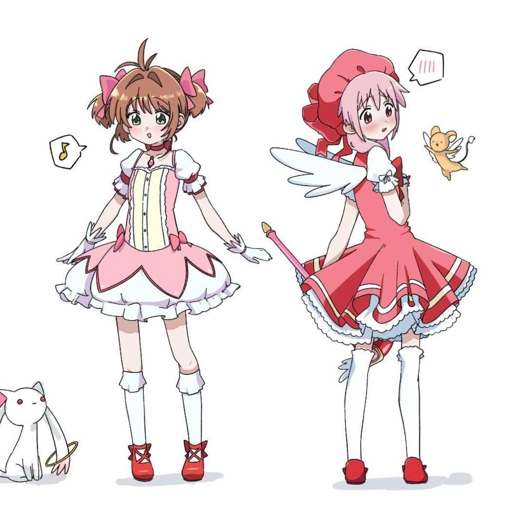 魔卡少女樱魔法少女小圆 小圆和木之本樱互换服装终于有人把这一幕画出来了.[憧憬]