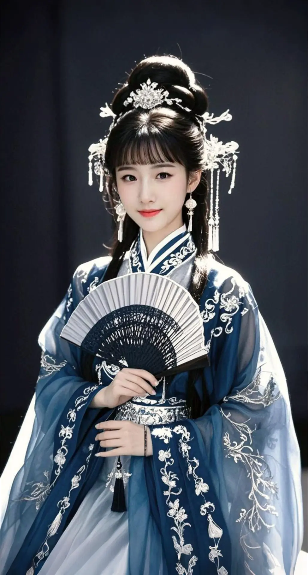 AI扩图 AI蓝扇佳人