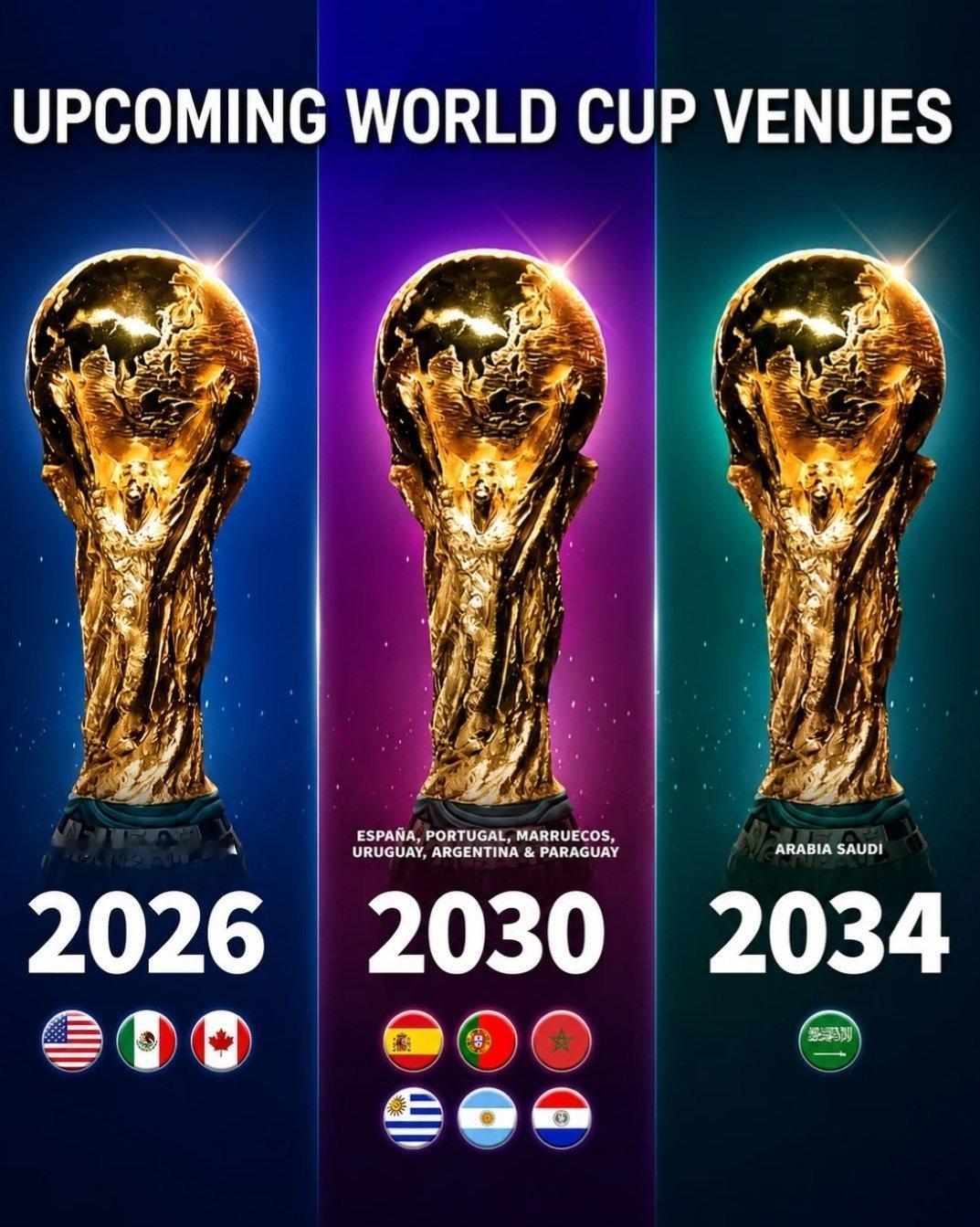 世界杯 接下来三届国际足联世界杯：2026年国际足联世界杯🇺🇸 美国🇲🇽