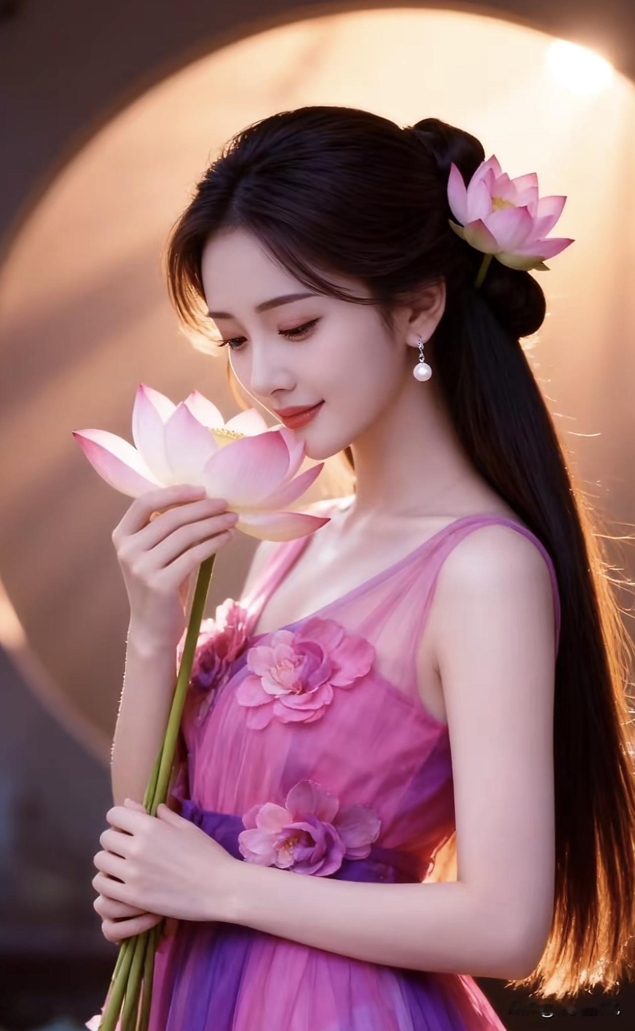 莲花映美人，香满水云间。能否分享一张你拍的花卉照片 白粉色的上衣配什么颜色裤子 
