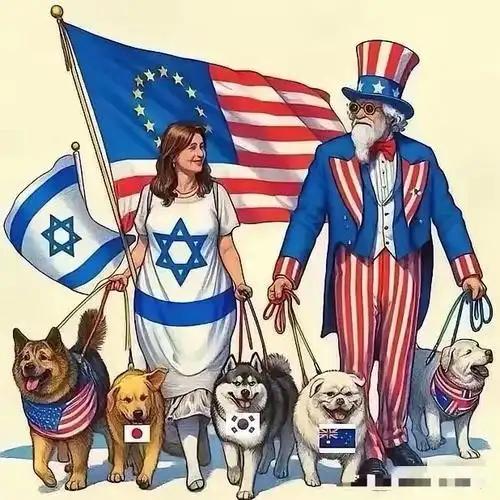 国土上有美军基地的“非奸则盗”
   主子牵着的狗，不管见老虎、狮子也龇牙咧嘴，