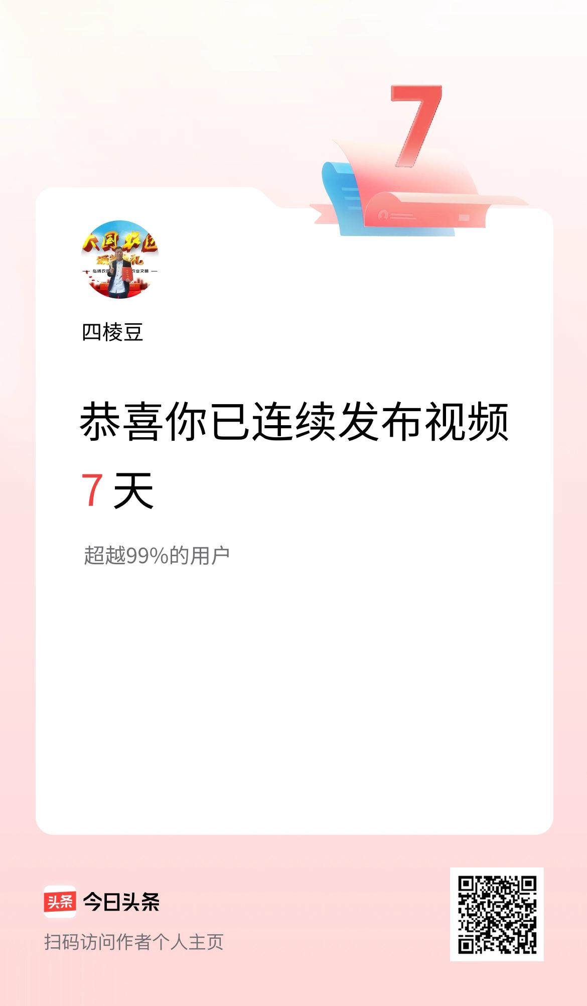 我在头条连续视频投稿7天